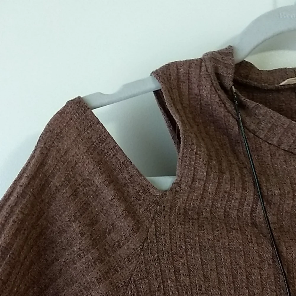 Pinc Ribbed Knit Light Brown Dress